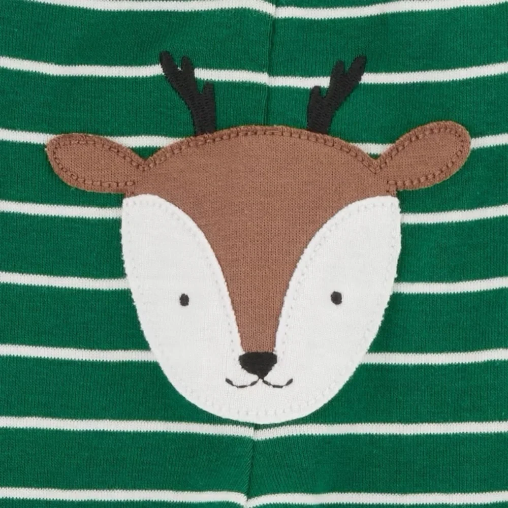 Carter's nwt Baby Christmas 2pc Striped Reindeer Top & Bottom Set - Green